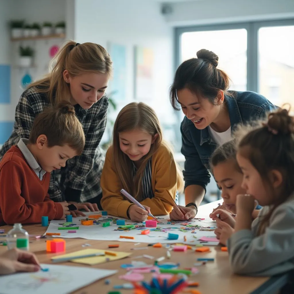Estudiantes colaborando en un proyecto de diseño